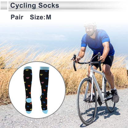 Cycling Socks for Men Size M (Sweat-Absorbent, High-Cut, Light Blue/Black)