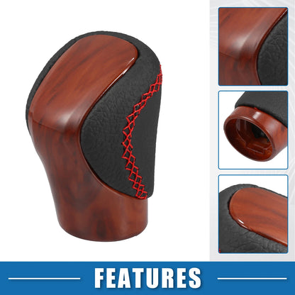 Automatic Gear Shift Knob for Lexus (Wood Grain, Red Thread, Perforated)