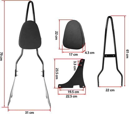 Passenger Backrest Sissy Bar for Harley Sportster XL883 1200 48 Iron (2004-2023)