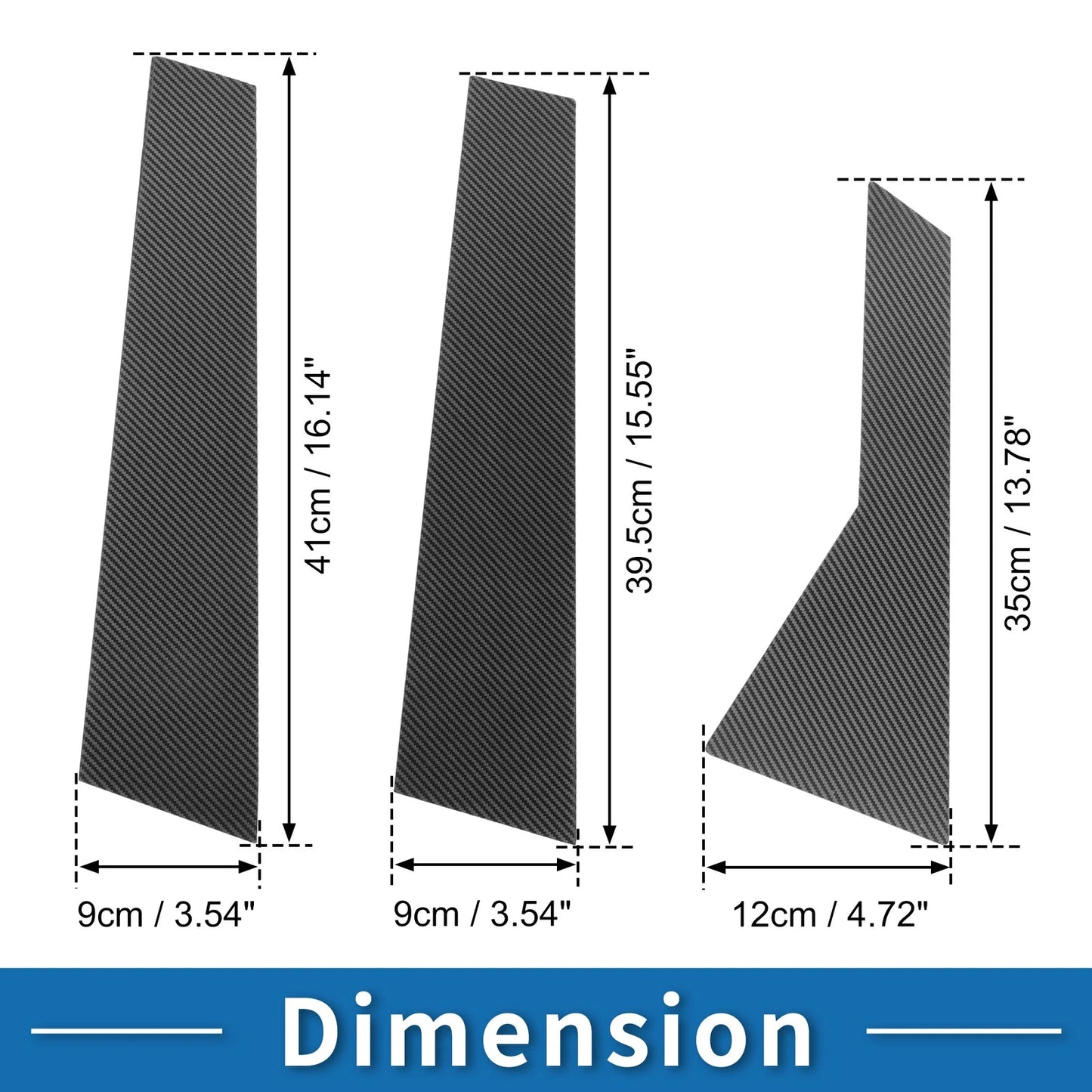 6 Pcs Door Pillar Window Trim for VW Jetta (2019–2023) Carbon Fiber Black