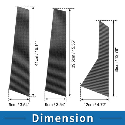 6 Pcs Door Pillar Window Trim for VW Jetta (2019–2023) Carbon Fiber Black