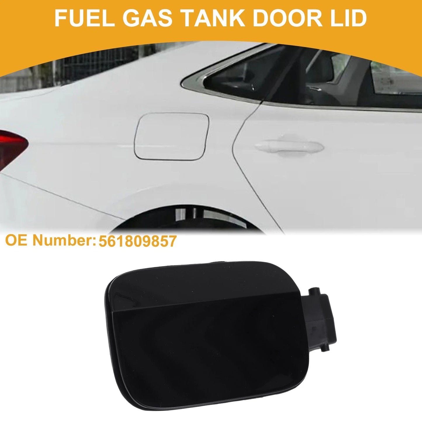 Fuel Tank Door Cap for Volkswagen Passat (2011–2018) Bolt Type No. 561809857 Black