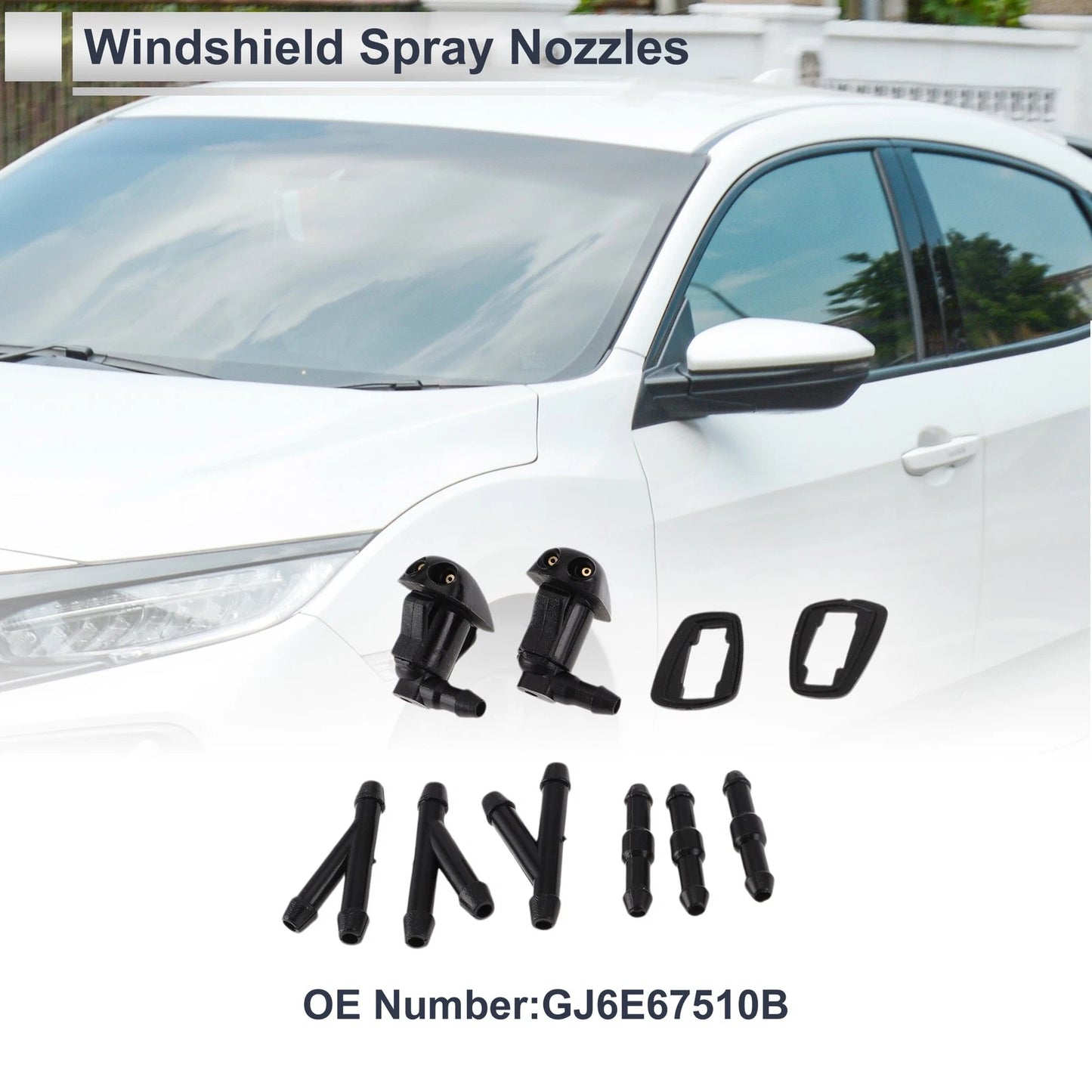 Washer Nozzle Set of 3 w/ Hose Connector for Toyota  No.GJ6E67510B