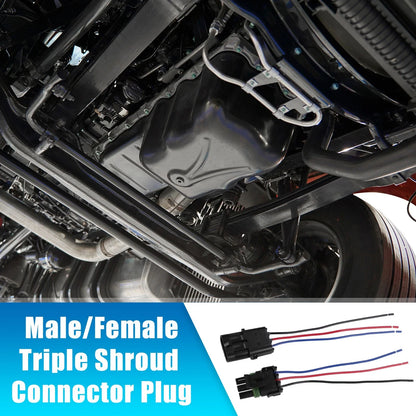 1 Set 3-Pin Male/Female Triple Shroud Connector Plug for BMW