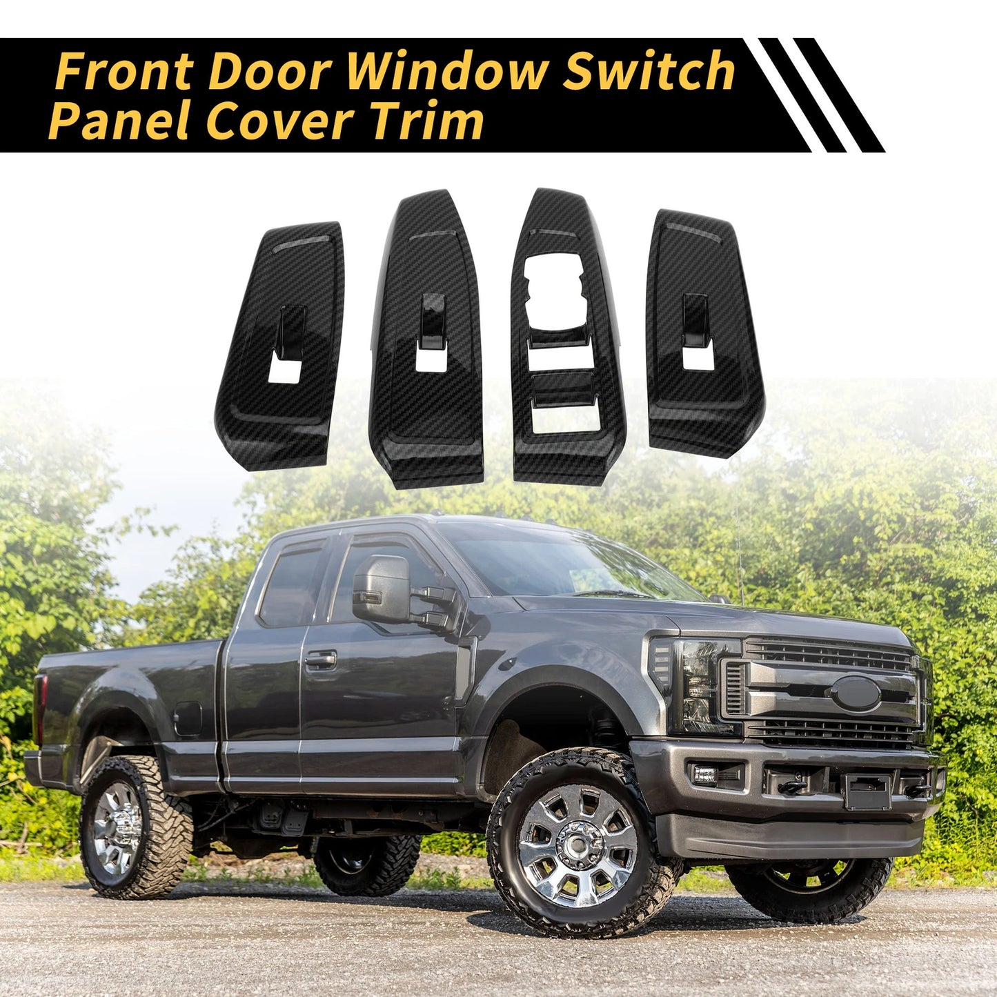 Set of 2 Carbon Fiber Pattern Front Door Window Switch Panels for Ford Ranger
