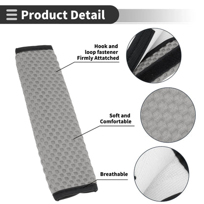 Set of 2 Gray Seat Belt Cover Pads for Universal Fit (23cm)
