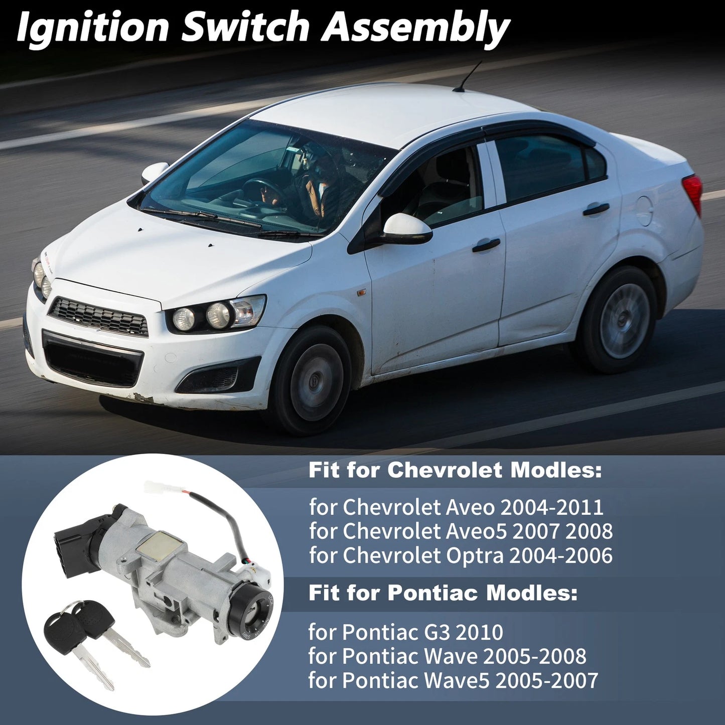 Ignition Lock Cylinder for Chevrolet Aveo (2004–2011) No.96261298 w/ 2 Keys