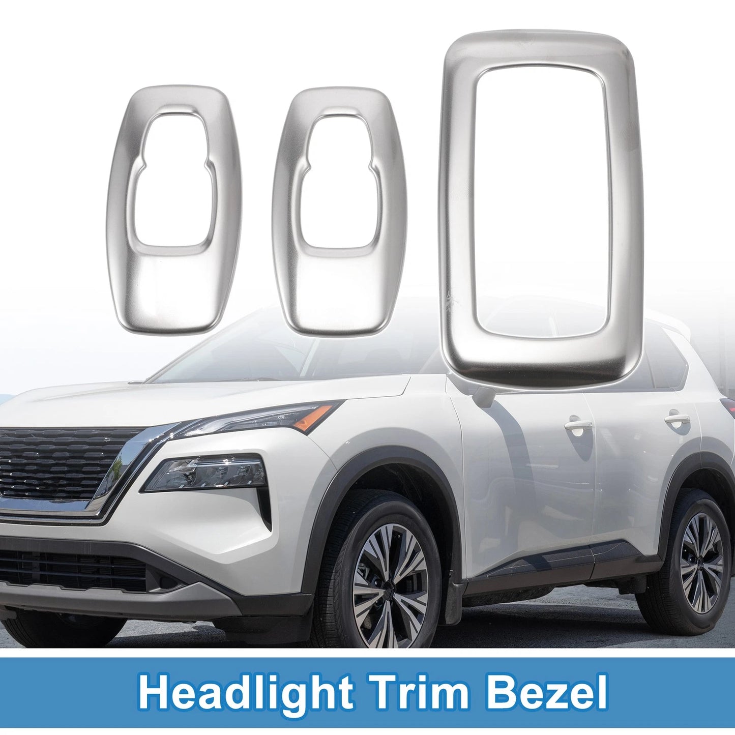 Set of 2 Headlight Trim Bezels for Nissan Rogue (2021–2024) ABS