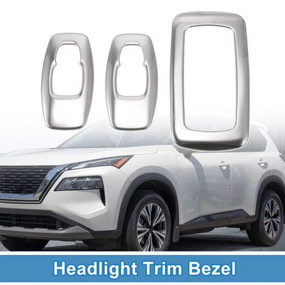 Set of 2 Headlight Trim Bezels for Nissan Rogue (2021–2024) ABS