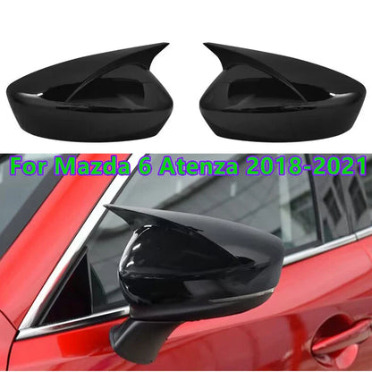 Glossy Black Side Mirror Horn Cover Cap Trim for Mazda 6 Atenza (2018–2021)