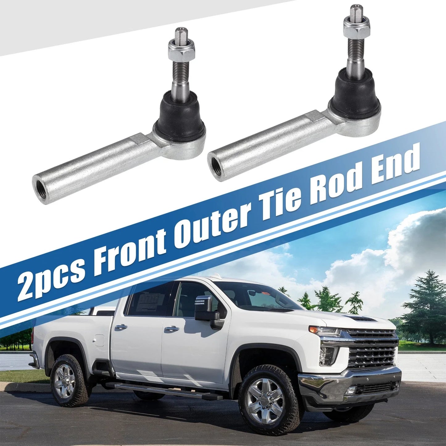 2 x Front Outer Tie Rod End Links for Cadillac Escalade, Chevrolet Tahoe