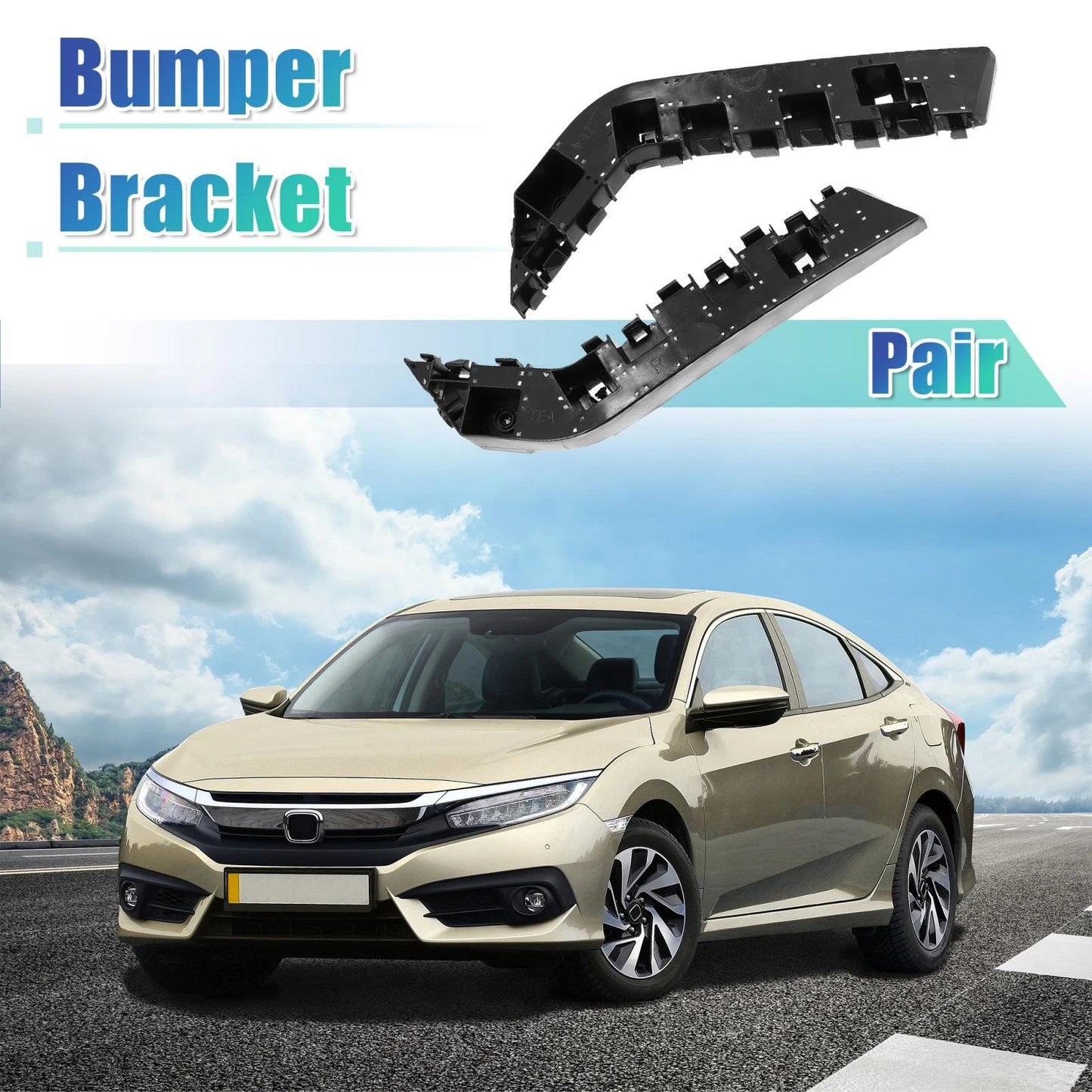 1 Pair Front Bumper Bracket Mounting Support for Honda Civic (2016–2021)