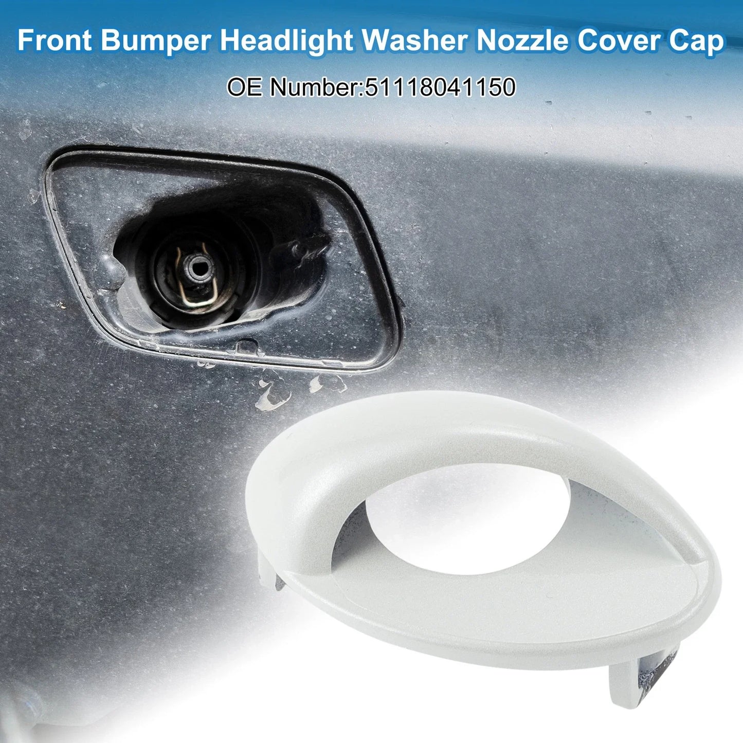 Front Right Side Bumper Headlight Washer Nozzle Cover Cap for BMW M3 White (2008-2013)