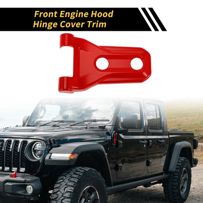 Set of 1 Front Engine Hood Hinge Cover Trim for Jeep Wrangler JL JLU (2018–2024) Red