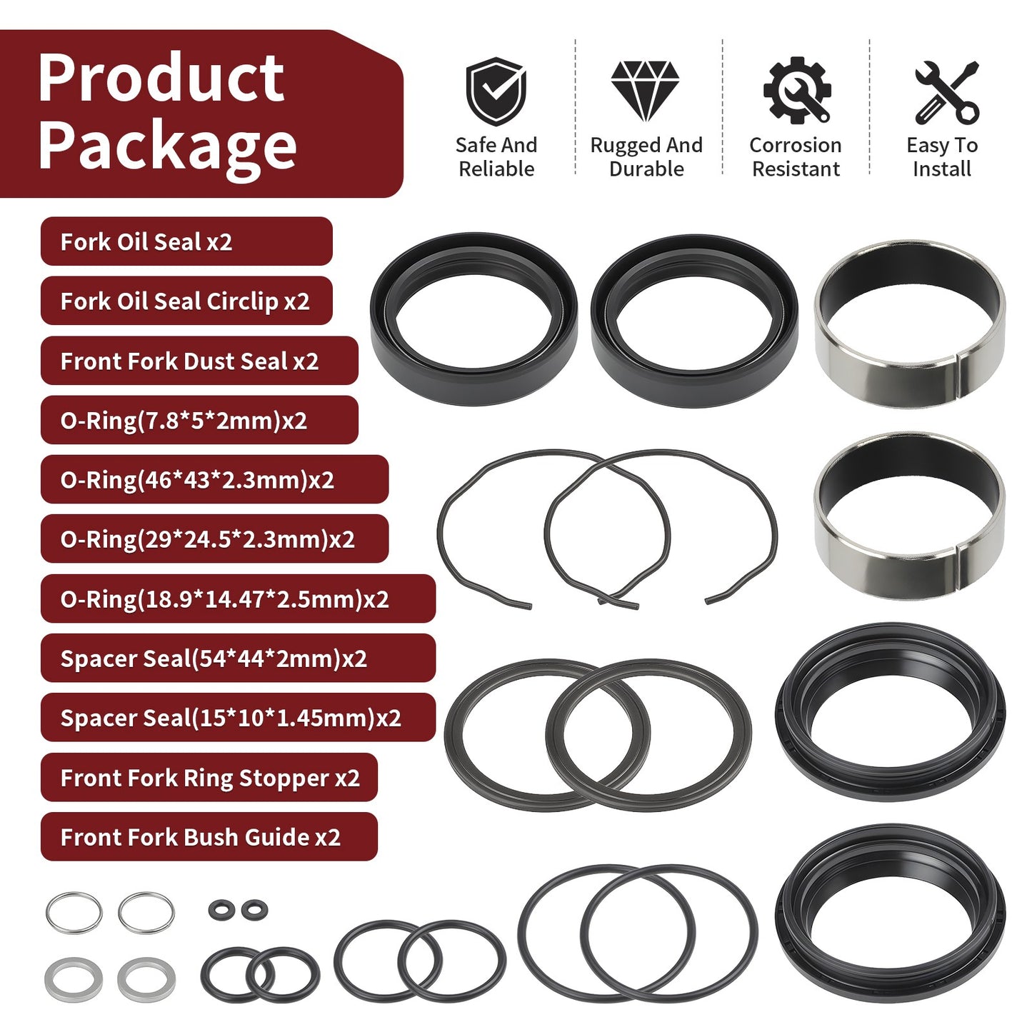 Fork Bushings and Seals Kit for Suzuki GSXR600 GSXR750 (2004–2005)
