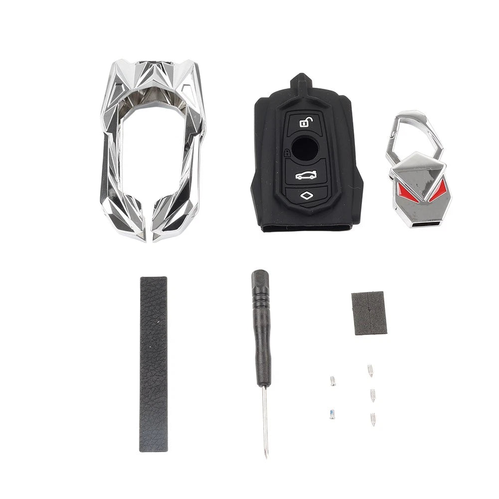Silver Remote Key Fob Cover for BMW 1 2 3 4 5 6 7 Series X3 X4 M2 M3 M4 M5 M6 (2010–2023)