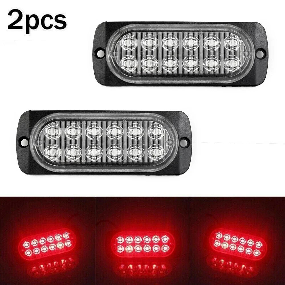 2 x Rear Red Fog 12Led Lamp Lights 12V To 24V for Truck Car/Van/Bus/Cab