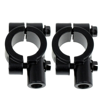 22MM Handlebar Mirror Mounts Clamps for Motorcycle Black (M10) - Pair