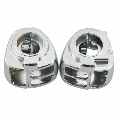 Chrome Switch Housing Covers + 6 x Hand Control Button Caps for Harley Softail