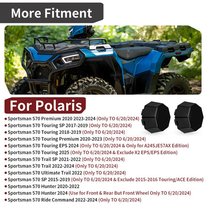 2Pcs Matte Black Hub Cap Cover for Polaris Sportsman 570 (2015–2025)