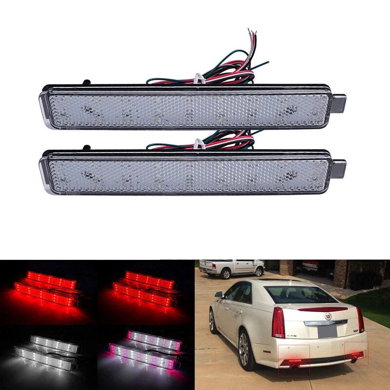 Clear 2-Color LED Rear Bumper Reflector Light for Cadillac CTS Torrent