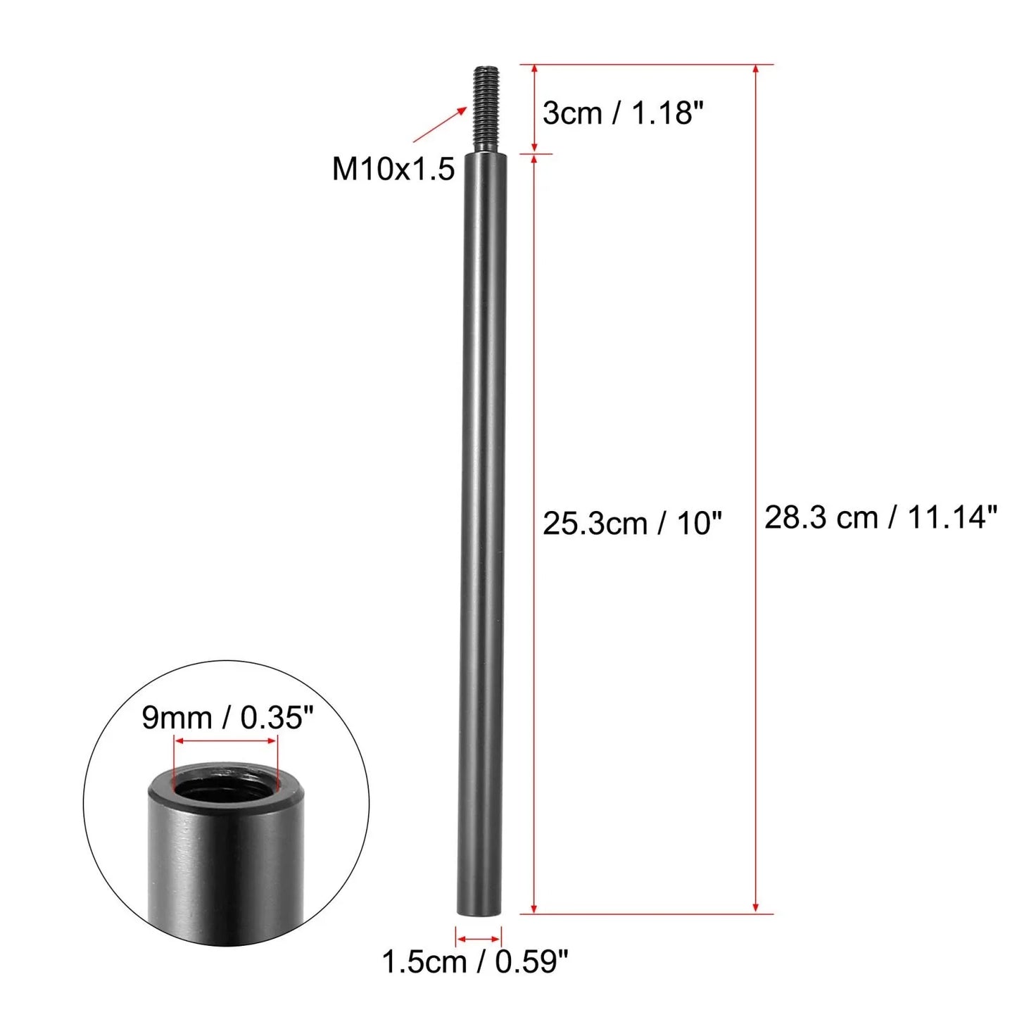 10" Gear Shift Knob Extender for Honda M10X1.5 Black  1 x PC