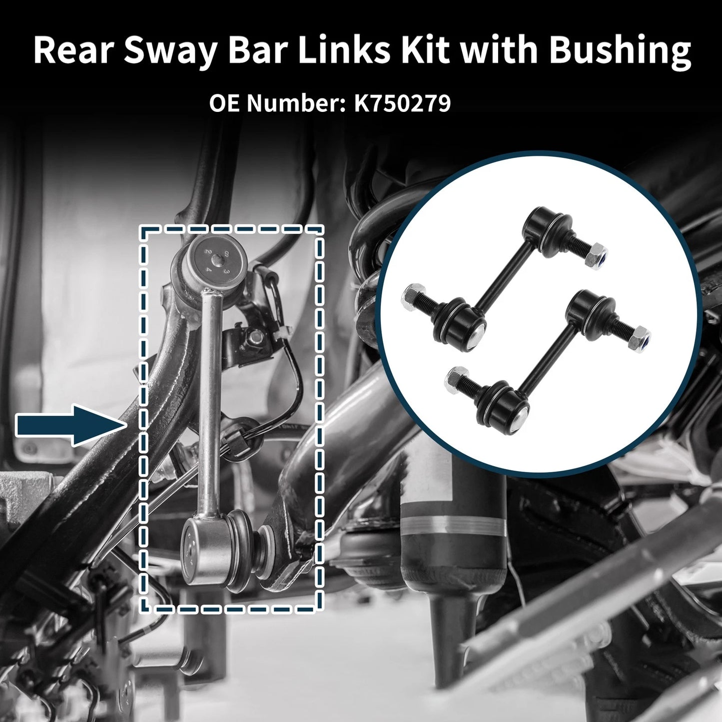 2X Rear Stabilizer Link No Bushing for Hyundai Santa Fe (No.K750279)