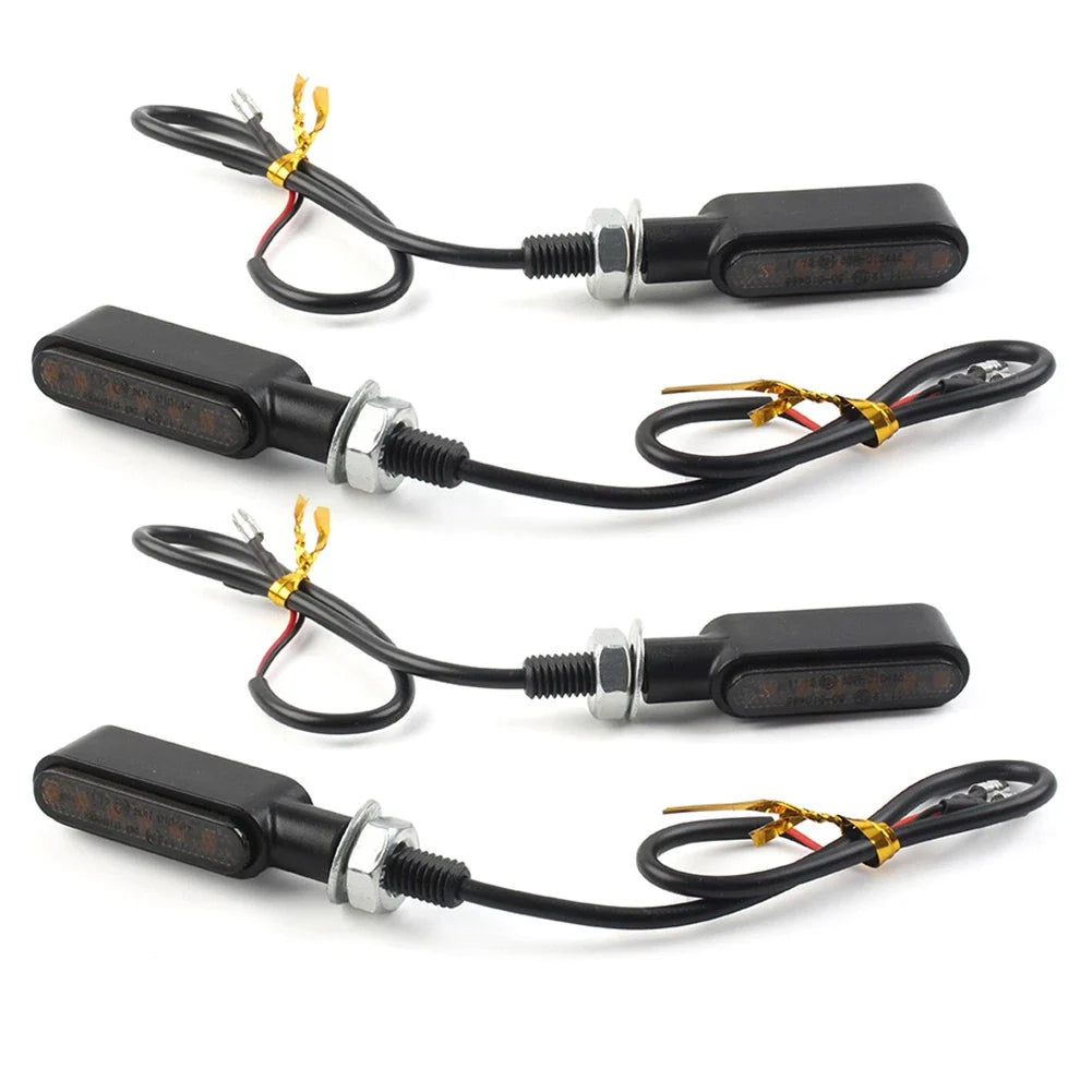 4x LED Mini Turn Signal Lights Amber for Cafe Racer Bobber