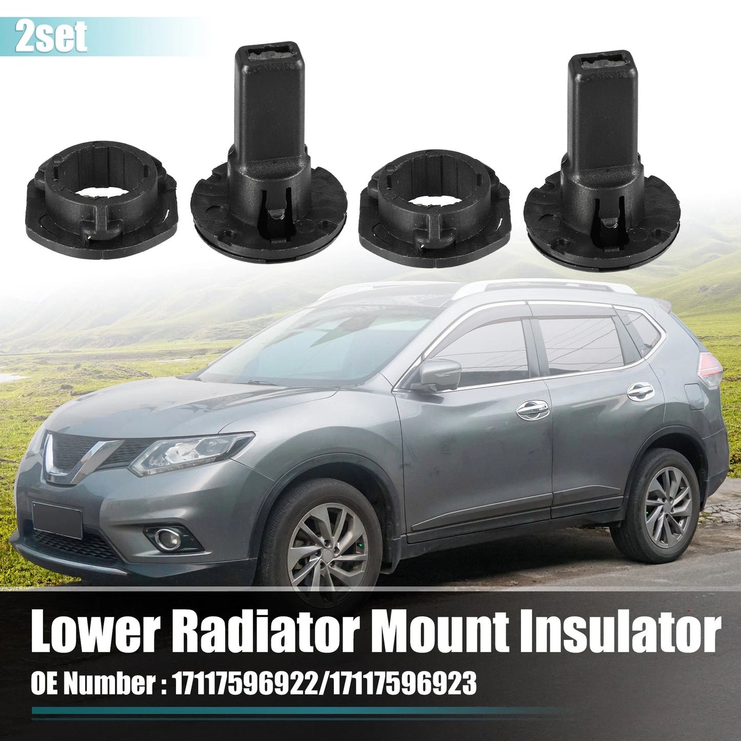 Set of 2 Upper Radiator Mount Bushing Bracket with Support Sleeve for BMW 228i (2014–2019)