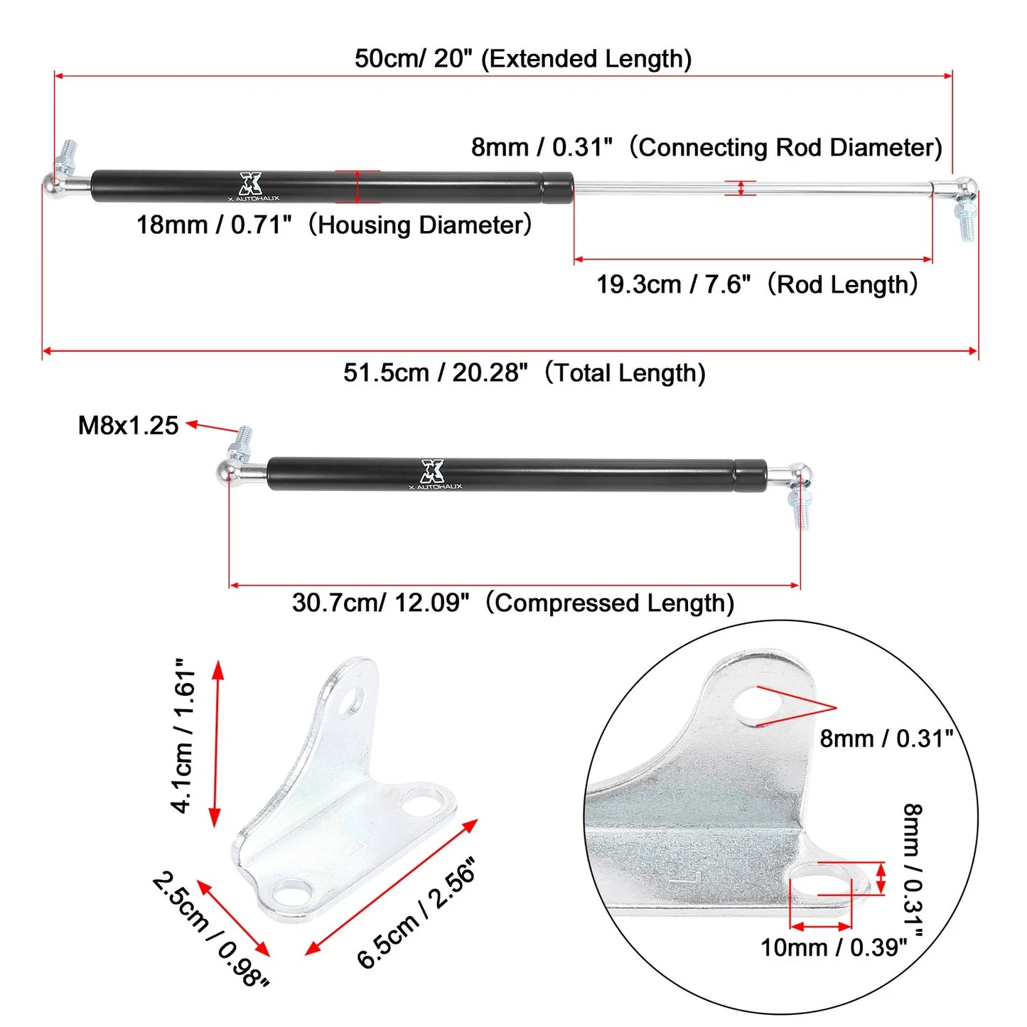 2X 20 Inch Gas Struts Lift Support Shocks for Universal Car RV (Universal)