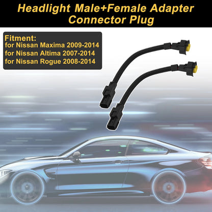 2X 2 Pin Headlight Connector Plug for Nissan Maxima (2009–2014)