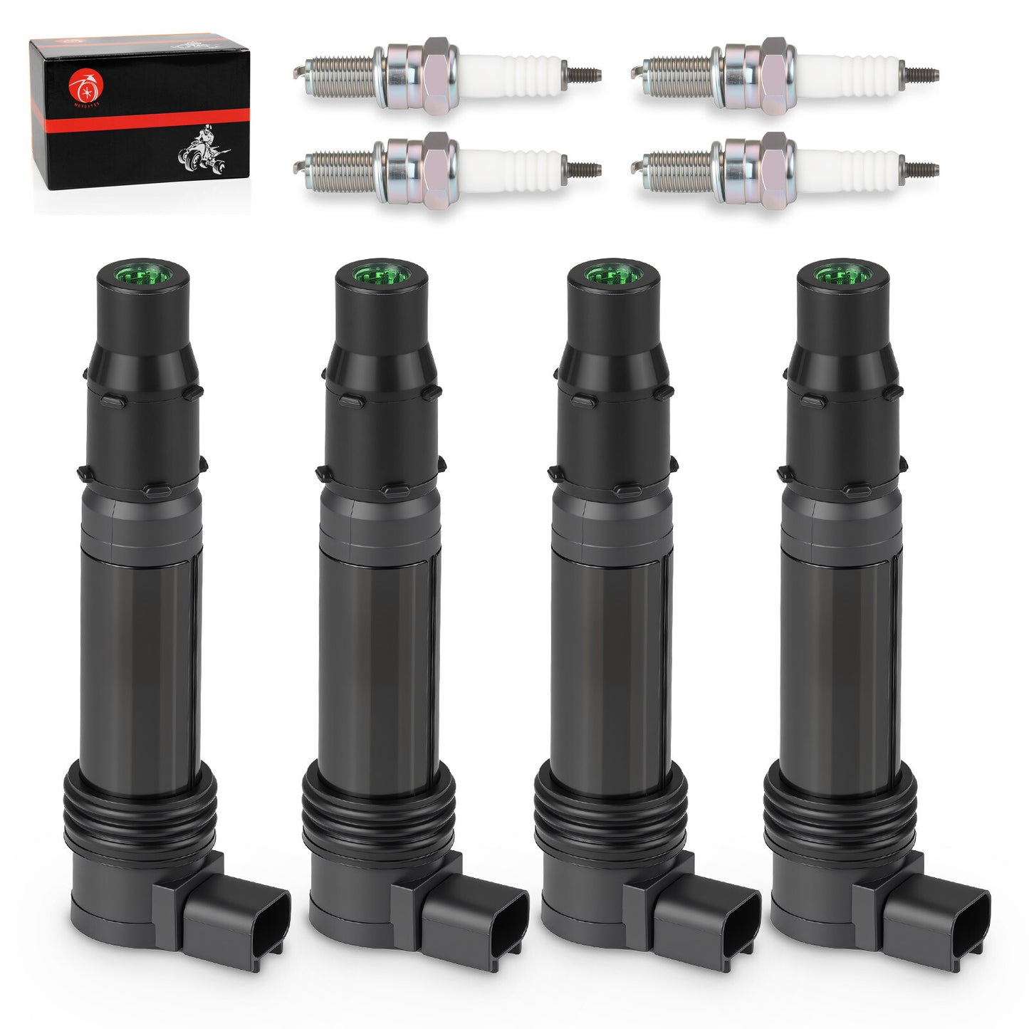Set of 4 Ignition Coils & Iridium Spark Plugs for Kawasaki Ninja ZX600 (2000–2009)
