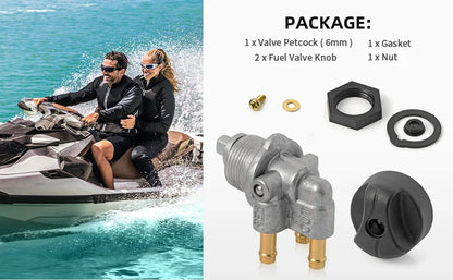 Fuel Valve Petcock 3 Way & Knob Nut for Sea Doo (1996–2002)