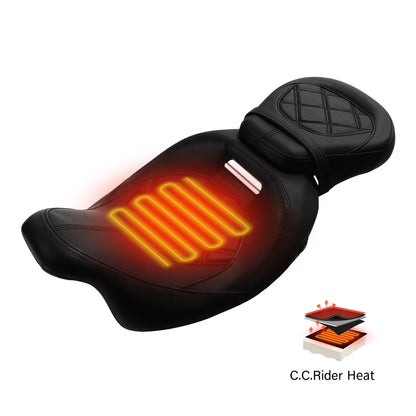 Heated Black Driver & Passenger Seats for Harley CVO Road Street Glide (09-23)