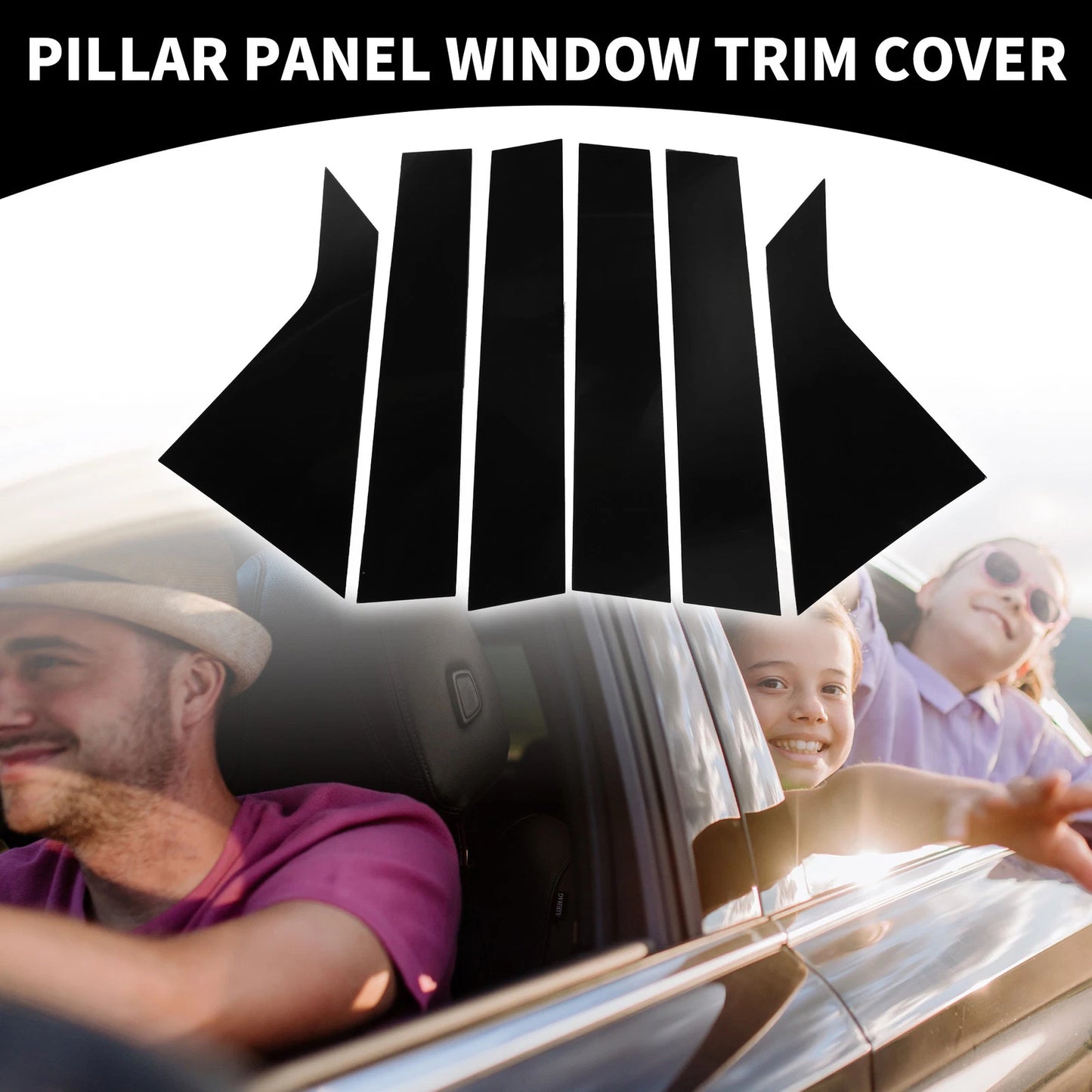 Set of 6 Car Pillar Window Trim Covers for Chevrolet Impala (2014–2020) Black