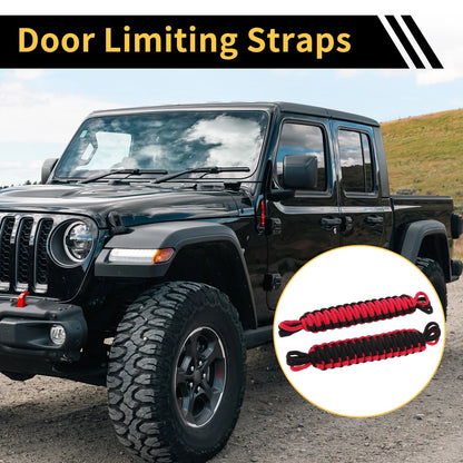 2X Door Limiting Straps for Jeep Wrangler TJ JK JKU (1997–2018) Black Red
