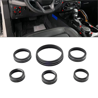 Stereo Tune Knob Headlight Switch Covers for Ford Bronco (2021-2022) Black