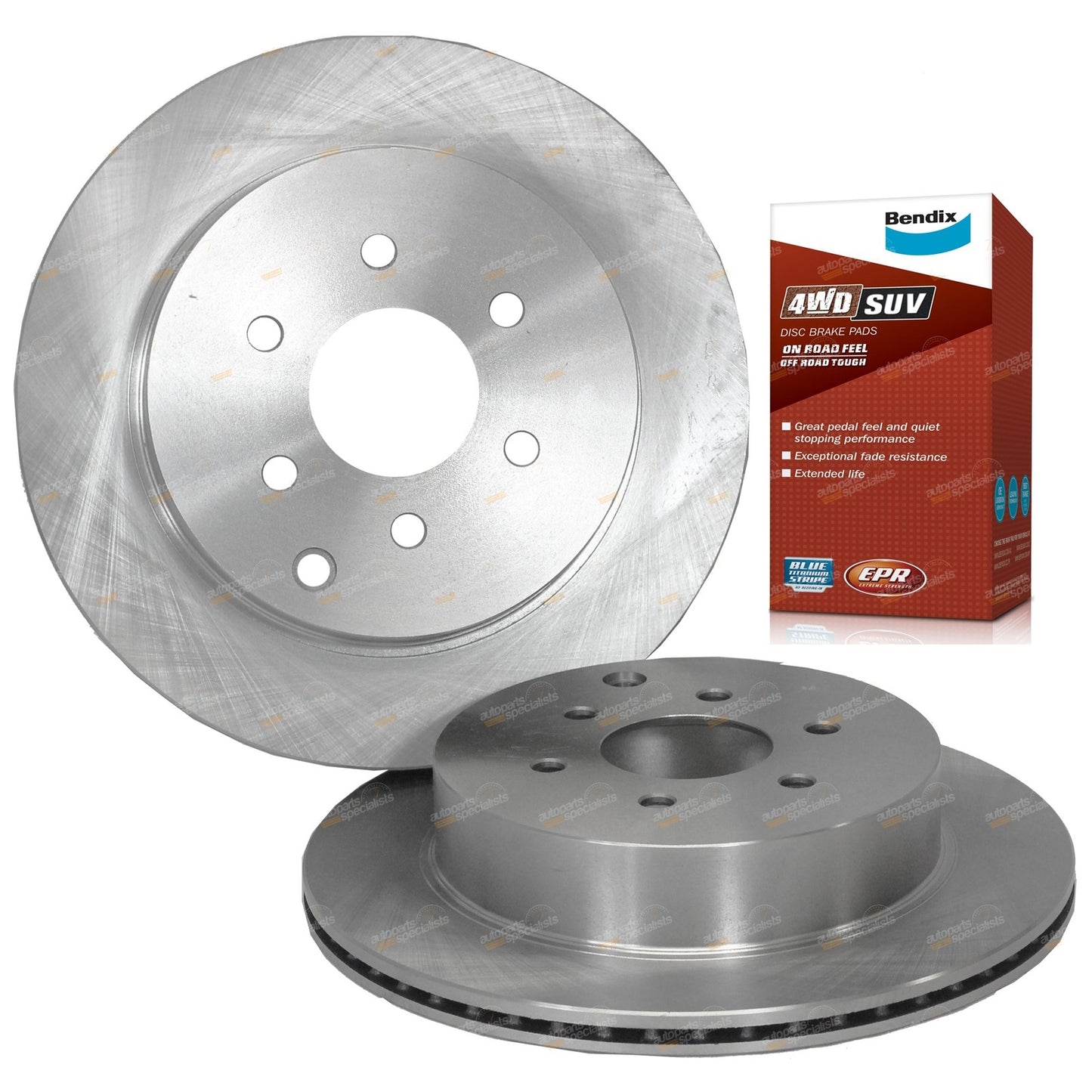 2 Rear Disc Brake Rotors + Bendix Pads for Nissan Pathfinder (2005–2013)
