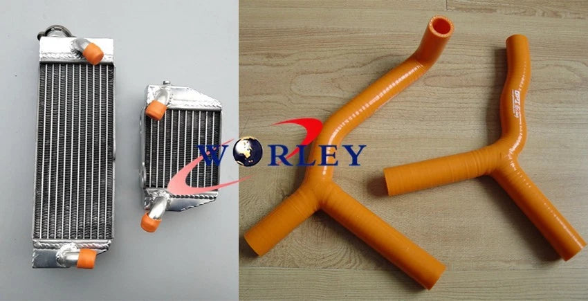 Aluminum Radiator with Orange Hose for KTM 85 SX/105 SX (2003–2012)