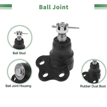 6 Pcs Front Outer Tie Rod Ends & Ball Joints for Dodge Dakota (2000-2004)