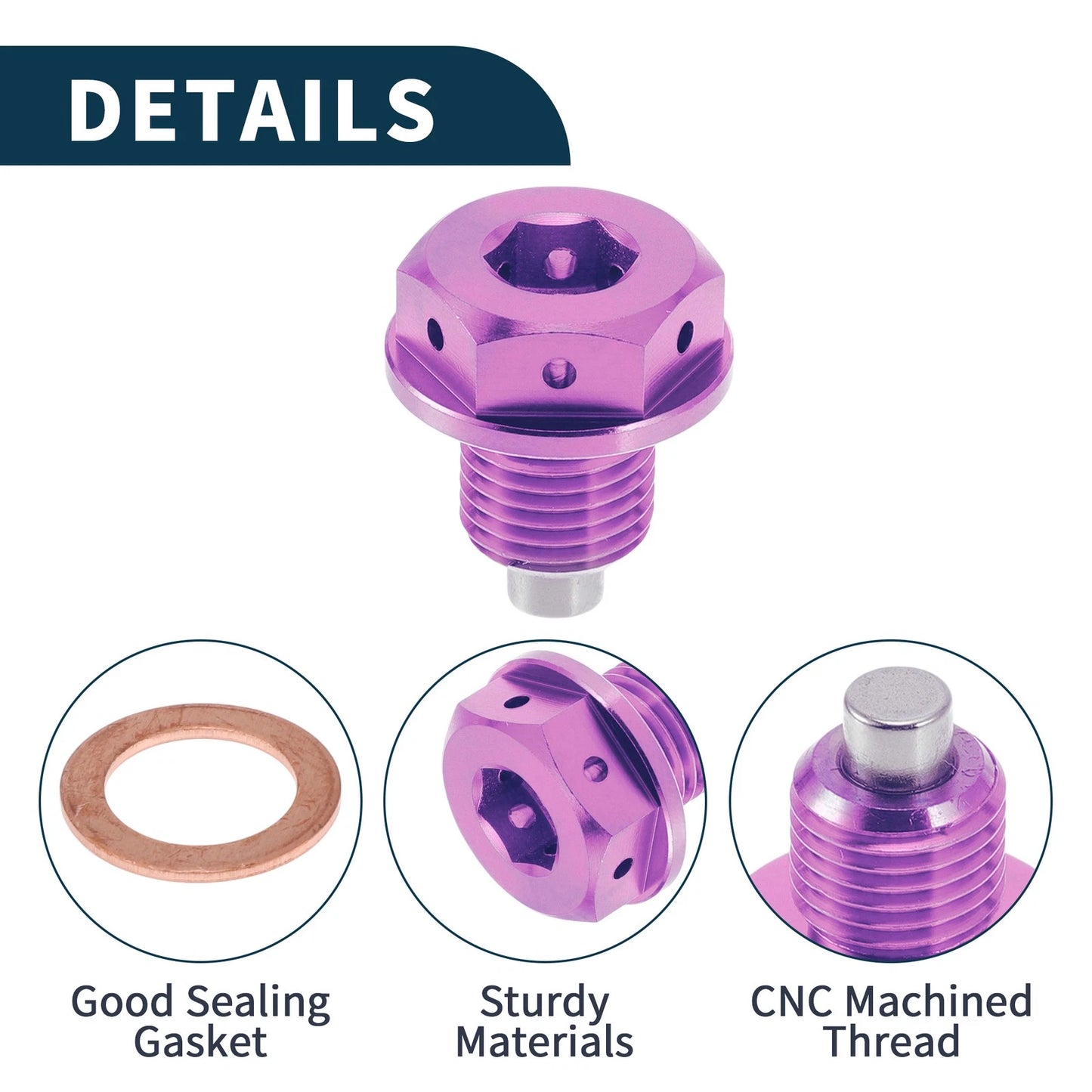 M12x1.25 Magnetic Oil Drain Plug for Universal Applications (Titanium Alloy)