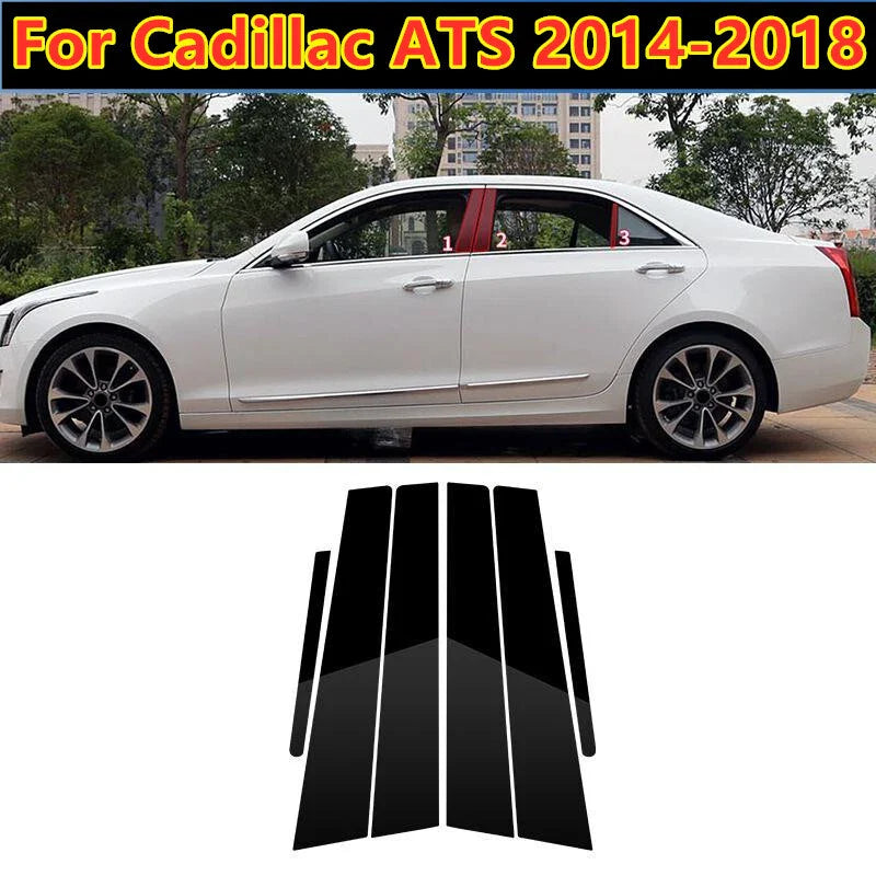 6x Door Trim B Pillar Posts Gloss Cover for Cadillac ATS (2014–2018)