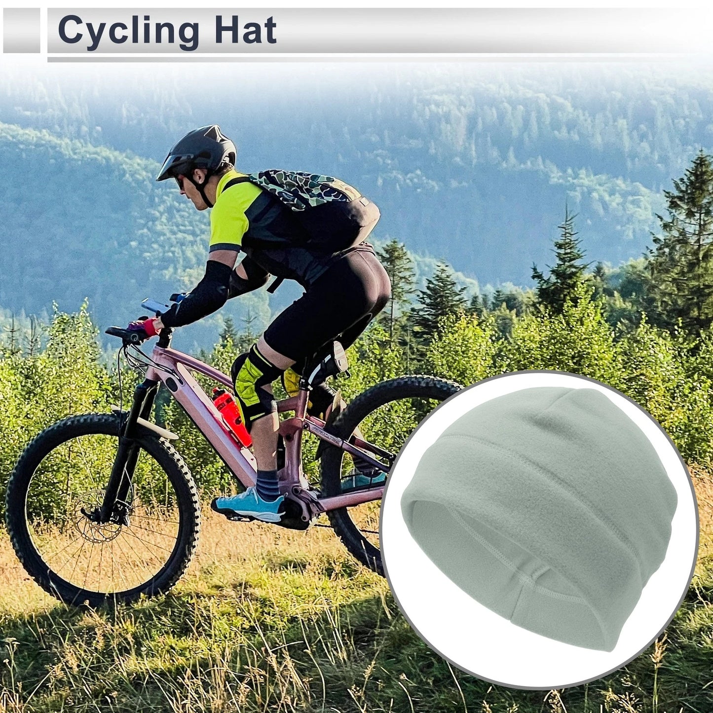 Cycling Hat for Ear Protection - Light Gray Polar Fleece (27x18cm) 1 Pc