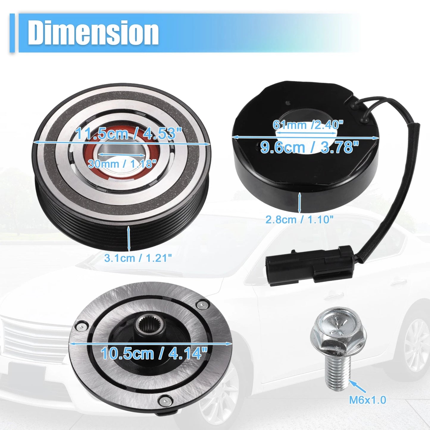 Set of 1 AC Compressor Clutch Kit for Dodge Durango (2004–2008) 5.7L