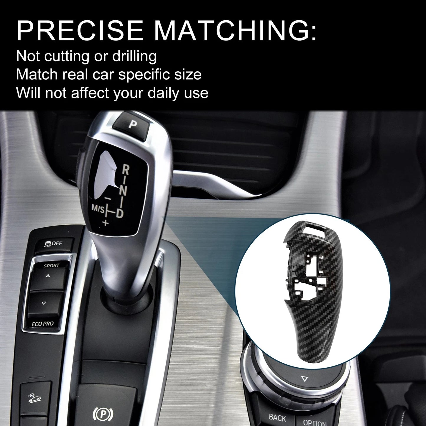 Set of 1 Gear Shift Knob Button Cover for BMW 1 (Carbon Fiber, Black)