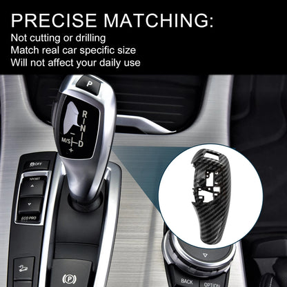 Set of 1 Gear Shift Knob Button Cover for BMW 1 (Carbon Fiber, Black)