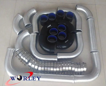 2.25" Black Aluminum Intercooler Turbo Piping Kit for Universal Fit