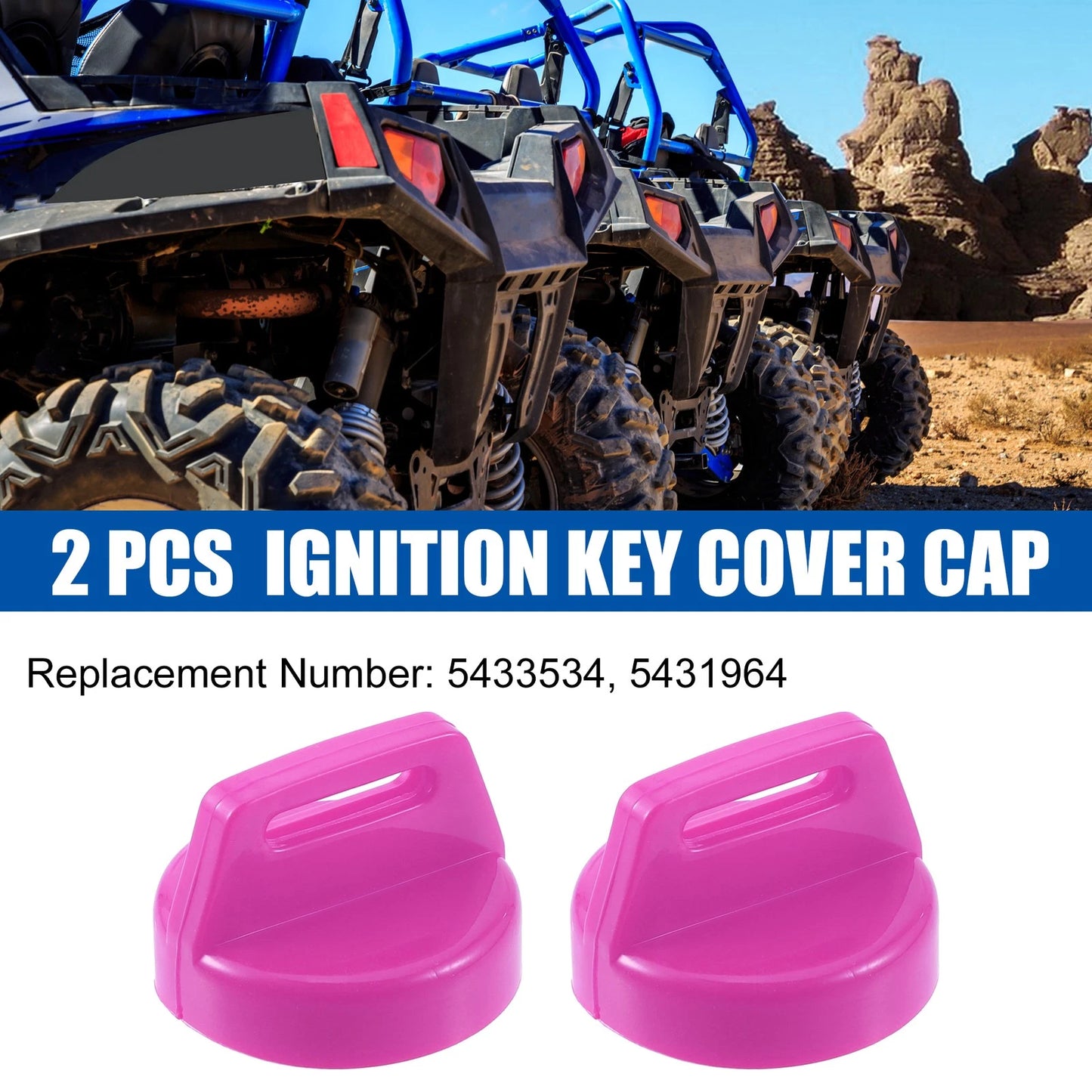 2X Ignition Key Cover Cap for Polaris Ranger Sportsman Scrambler  Purple