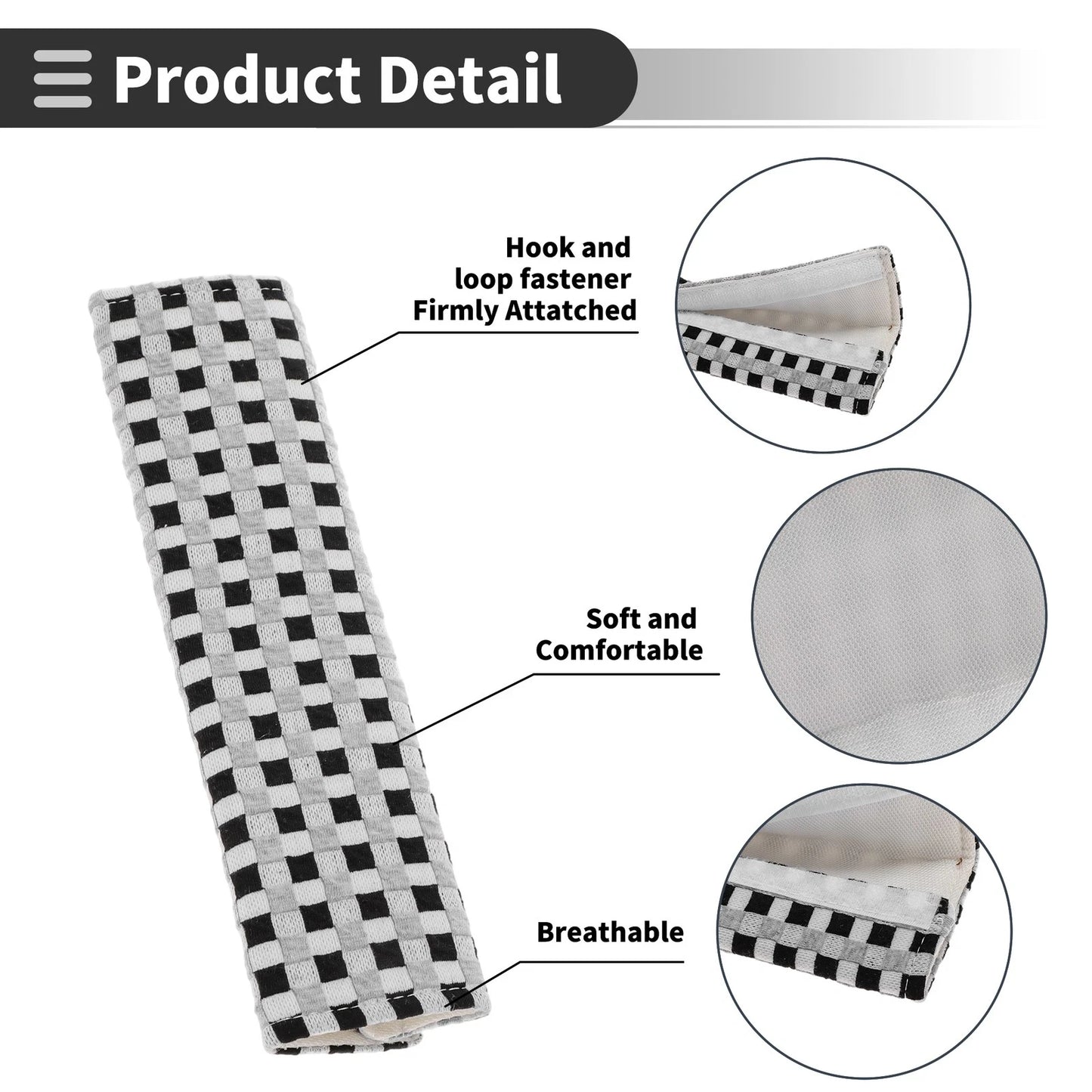 Set of 2 Charcoal Gray Seat Belt Cover Pads for Universal Fit (24cm)