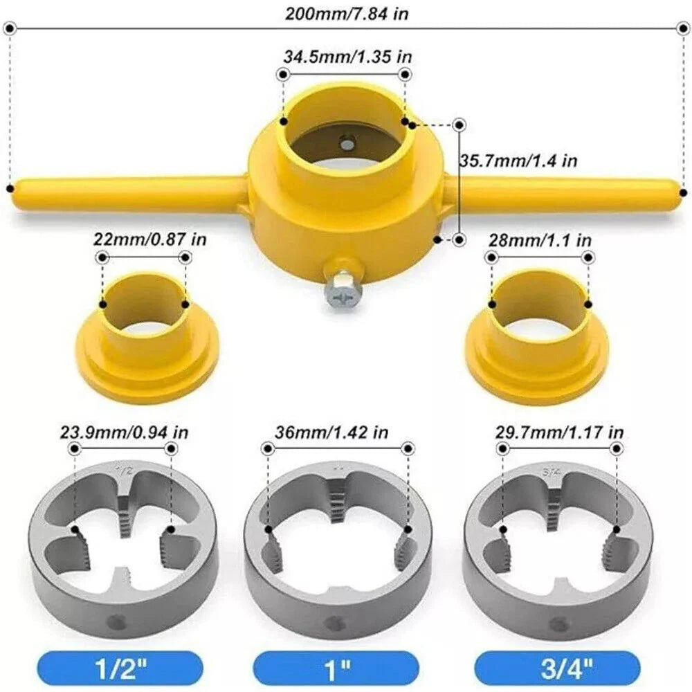 6pcs Plastic Pipe Thread Die Kit for PVC Plumbing Tool